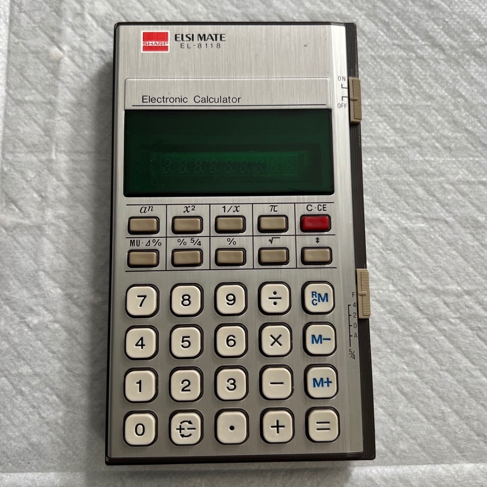 Vintage Sharp Elsi Mate EL-8118 Electronic Calculator VFD Green Display Japan